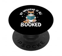 Il mio fine settimana è tutto prenotato Amante della lettura dei gatti PopSockets PopGrip Adesivo
