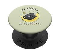 Il mio fine settimana è tutto prenotato Cozy Mystery Cat Napping on Moon PopSockets PopGrip Adesivo