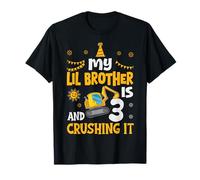 Il mio fratellino compie 3 anni Boy Digger Construction Maglietta