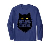 Il Mio Gatto Ascolta Metal Funny Metal Head Maglia a Manica