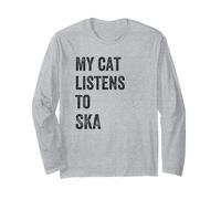 Il Mio Gatto Ascolta Musica Ska Stile retrò Maglia a Manica
