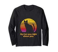 Il Mio Gatto aveva Ragione su di Te Divertente Gatto dicendo retrò Tramonto Maglia a Manica