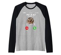 Il Mio Gatto Chiama Funny Cats Meme Maglia con Maniche Raglan