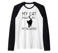 Il Mio Gatto Conosce Tutte Le Mie Password Gatti Divertenti Maglia con Maniche Raglan