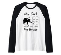 Il Mio Gatto Decide Chi Visita la mia casa Divertente Maglia con Maniche Raglan