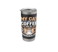 Il mio gatto e caffè sono il mio umorismo di personalità Bicchiere termico in acciaio inox doppia parete