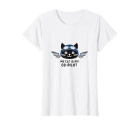 Il Mio Gatto è Il Mio co-Pilota: Aviator Kitty Adventure Maglietta, Donna, Bianco, XL