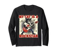 Il Mio Gatto è Un Amante della Musica Rockstar Maglia a Manica