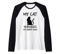Il Mio Gatto gestisce la mia Casella di Posta Ora Gatti Divertenti Maglia con Maniche Raglan