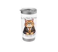 Il mio gatto gestisce questa casa I Just Pay Rent Cat Lover Bicchiere termico in acciaio inox doppia parete