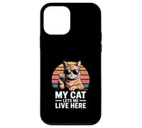 Il mio gatto mi lascia vivere qui Cat Humor Custodia per iPhone 12 mini