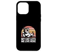 Il mio gatto mi lascia vivere qui Cat Humor Custodia per iPhone 12 Pro Max