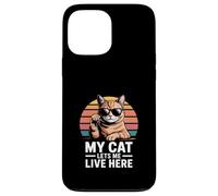 Il mio gatto mi lascia vivere qui Cat Humor Custodia per iPhone 13 Pro Max
