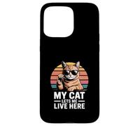 Il mio gatto mi lascia vivere qui Cat Humor Custodia per iPhone 15 Pro Max