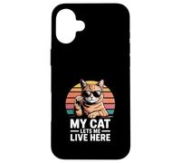 Il mio gatto mi lascia vivere qui Cat Humor Custodia per iPhone 16 Plus