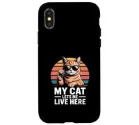 Il mio gatto mi lascia vivere qui Cat Humor Custodia per iPhone X/XS