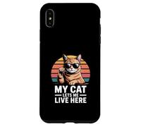 Il mio gatto mi lascia vivere qui Cat Humor Custodia per iPhone XS Max