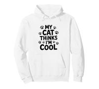 Il Mio Gatto Pensa Che io Sia Figo, Paw Prints Felpa con Cappuccio