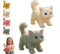 Il mio gatto realistico, movimenti e suoni, può camminare, miagolare, muovere la testa e la coda, gattino robot che si comporta come un gattino vero, compagno per gli amanti dei gatti Gray + White