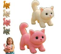 Il mio gatto realistico, movimenti e suoni, può camminare, miagolare, muovere la testa e la coda, gattino robot che si comporta come un gattino vero, compagno per gli amanti dei gatti Pink + White