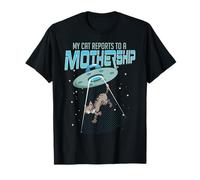 Il mio gatto riferisce a un UFO nave madre Alien uomini donne Maglietta