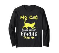 Il Mio Gatto scrive e-Mail Migliori di Me Umorismo Gatti Maglia a Manica