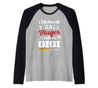 Il Mio Giocatore di T-Ball Preferito Mi Chiama Gigi Baseball Festa della Mamma Maglia con Maniche Raglan