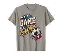 Il Mio Gioco la Sua Gloria Christian Calcio Fede Atleta Croce Maglietta