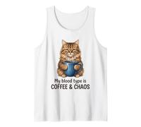 Il Mio Gruppo sanguigno è caffè Caos Amante dei Gatti Felino Caffeina Divertimento Canotta