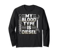 Il mio gruppo sanguigno è diesel - Camionista di semi camion Big Rig Truckers Maglia a Manica