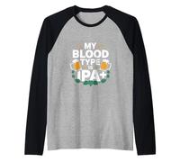 Il mio gruppo sanguigno è IPA Plus Beer Humor Maglia con Maniche Raglan