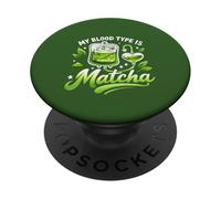 Il mio gruppo sanguigno è Matcha IV Bag Green Latte Drink PopSockets PopGrip Adesivo