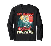 Il Mio Gruppo sanguigno è Positivo alla scia - Escursionista Trekker Maglia a Manica