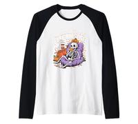 Il mio gruppo sanguigno è Pumpkin Spice Skeleton Maglia con Maniche Raglan