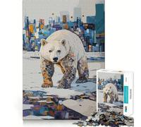 Il mio habitat orso polare in un paesaggio urbano Puzzle da 1000 pezzi per ragazzi Puzzle rilassante per la mente, arte da assemblare, regalo di alta qualità (38x52cm)