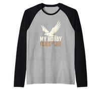 Il Mio Hobby vola a 100 mph Falcon Bird of Prey Hunter Maglia con Maniche Raglan
