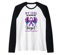 Il Mio idolo è Ora Il Mese della consapevolezza del Mio Angelo per l'Alzheimer Maglia con Maniche Raglan
