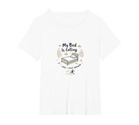 Il Mio Letto Chiama e Devo rispondere a Funny Sleep Lover Art Maglietta, Donna Plus-Size, Bianco, 1X