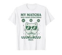 Il Mio Matcha renderà Tutto Ok Divertente Matcha Tea Cat Maglietta