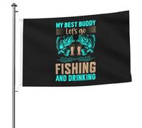 Il Mio Migliore Amico Andiamo A Pescare E Bere Garden Flag Durevole Bandiere Da Giardino Divertente Bandiere Di Benvenuto Per Interni Patio Fattoria 90X150 Cm