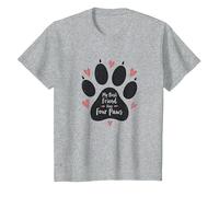 Il Mio Migliore Amico ha Quattro Zampe - Pet Love Paw Maglietta, Bambini, Grigio Melange, 8 Anni