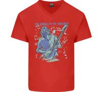 Il Mio Mondo È Sei Corde Chitarra Rock Musica T-Shirt In Cotone A V