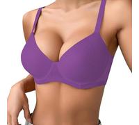 Il mio ordine Sottile, monocolore, confortevole, reggiseno push-up traspirante da donna con ferretto, recensione di sollevamento del reggiseno a tre file, Lilla, 75C