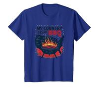 Il Mio Paese 'Tis of BBQ Maglietta, Bambini, Blu Reale, 4 Anni