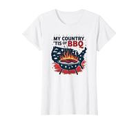Il Mio Paese 'Tis of BBQ Maglietta, Donna, Bianco, XL