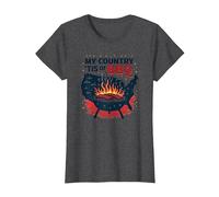 Il Mio Paese 'Tis of BBQ Maglietta, Donna, Grigio Scuro, XL