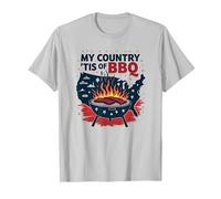 Il Mio Paese 'Tis of BBQ Maglietta, Uomo, Argento, S