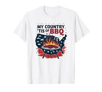 Il Mio Paese 'Tis of BBQ Maglietta, Uomo, Bianco, L