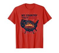 Il Mio Paese 'Tis of BBQ Maglietta, Uomo, Rosso, 3XL