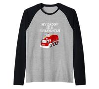 Il Mio papà è Un Pompiere Orgoglioso Figlio Figlia papà Camion dei Pompieri Maglia con Maniche Raglan